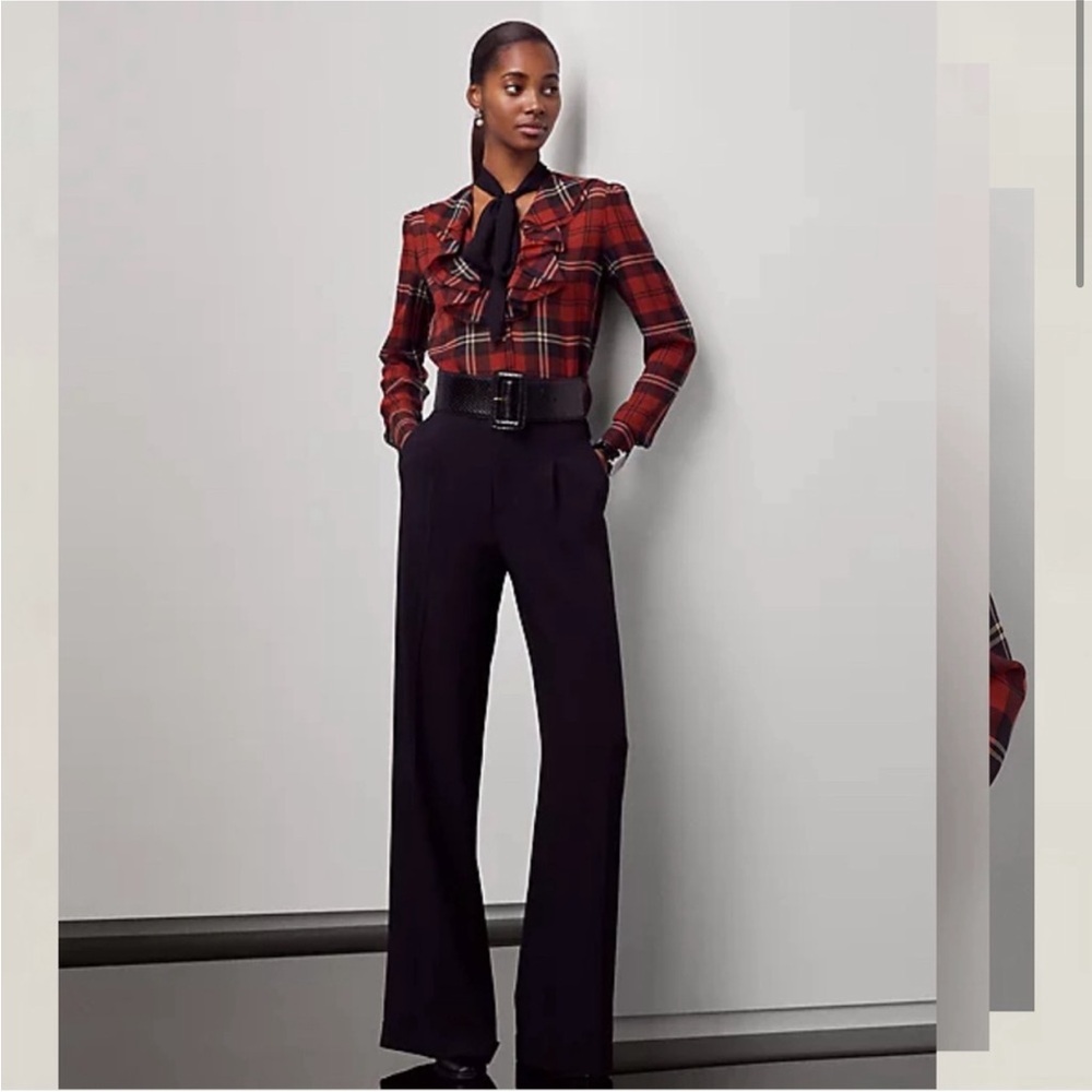 New Ralph Lauren Collection Red Plaid Zandra Blouse - Picture 3 of 13